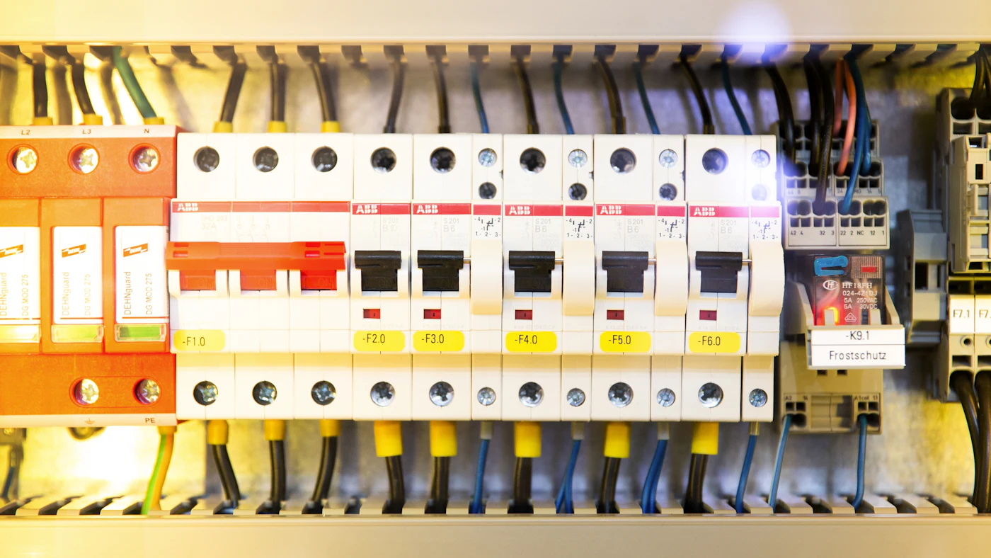 Elektrik panosunda sigortalar ve kontrol elemanları